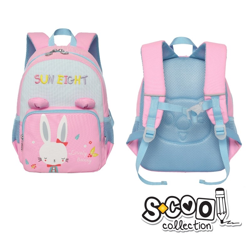 Ghiozdan gradinita RABBIT, roz si turcoaz, impermeabil, 31x24x9 cm - imagine 4